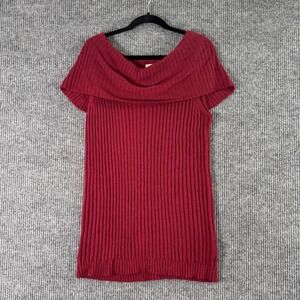 New‎ Burgundy Knit Sweater Dress Tunic Womens M Cowl Neck Angora Blend Y2K Cozy